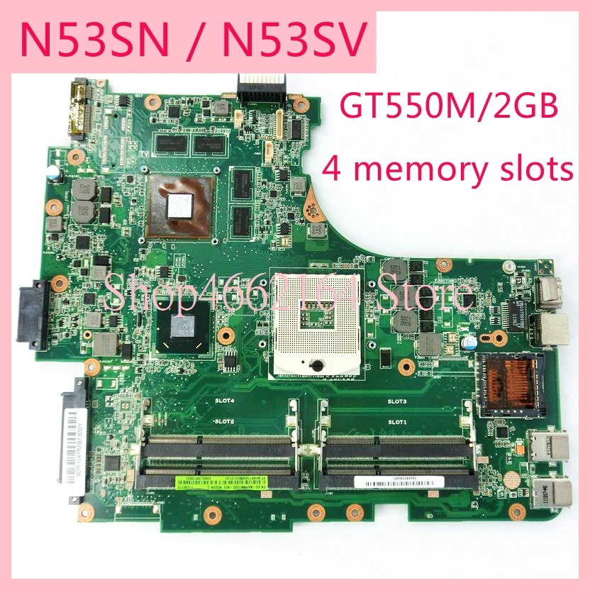 

N53SN GT550M/2GB 4 memory slots mainboard REV2.0/REV2.2 For ASUS N53S N53SV N53SN N53SM Laptop motherboard MAIN BOARD
