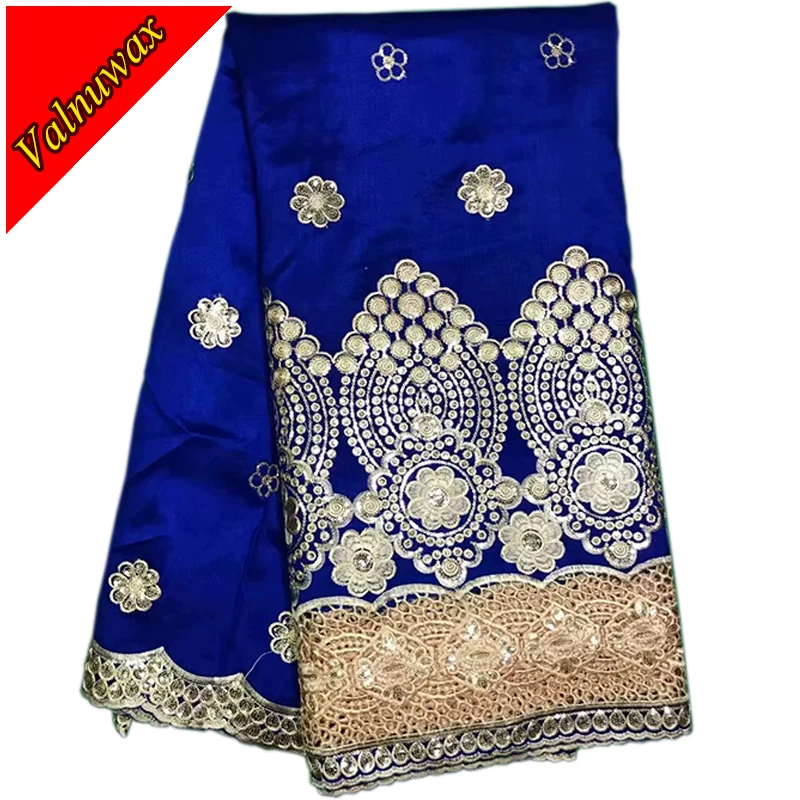 

High Quality Nigerian African George Lace Fabric blue Color African Lace Fabric For Wedding Dress / JK