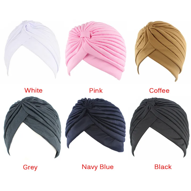 Muslim Turban Cap Women Holiday Cap Solid Color Women Elastic Stretchy Beanies Hat Bandanas Big Satin Bonnet Indian