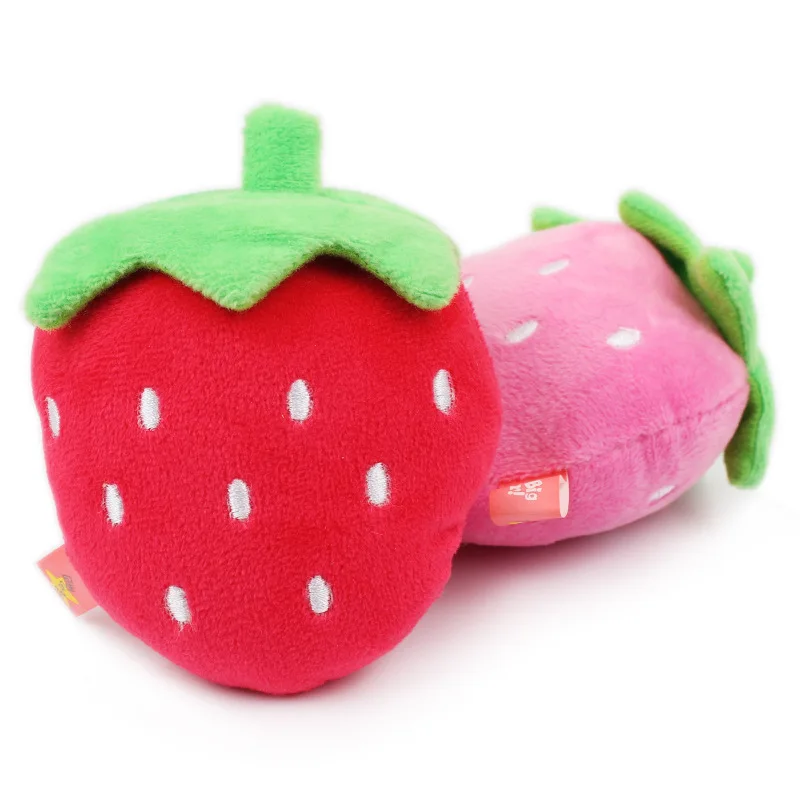 2016 New Cute Dog Toys Puppy Chew Play Squeaker Sound Plush Strawberry