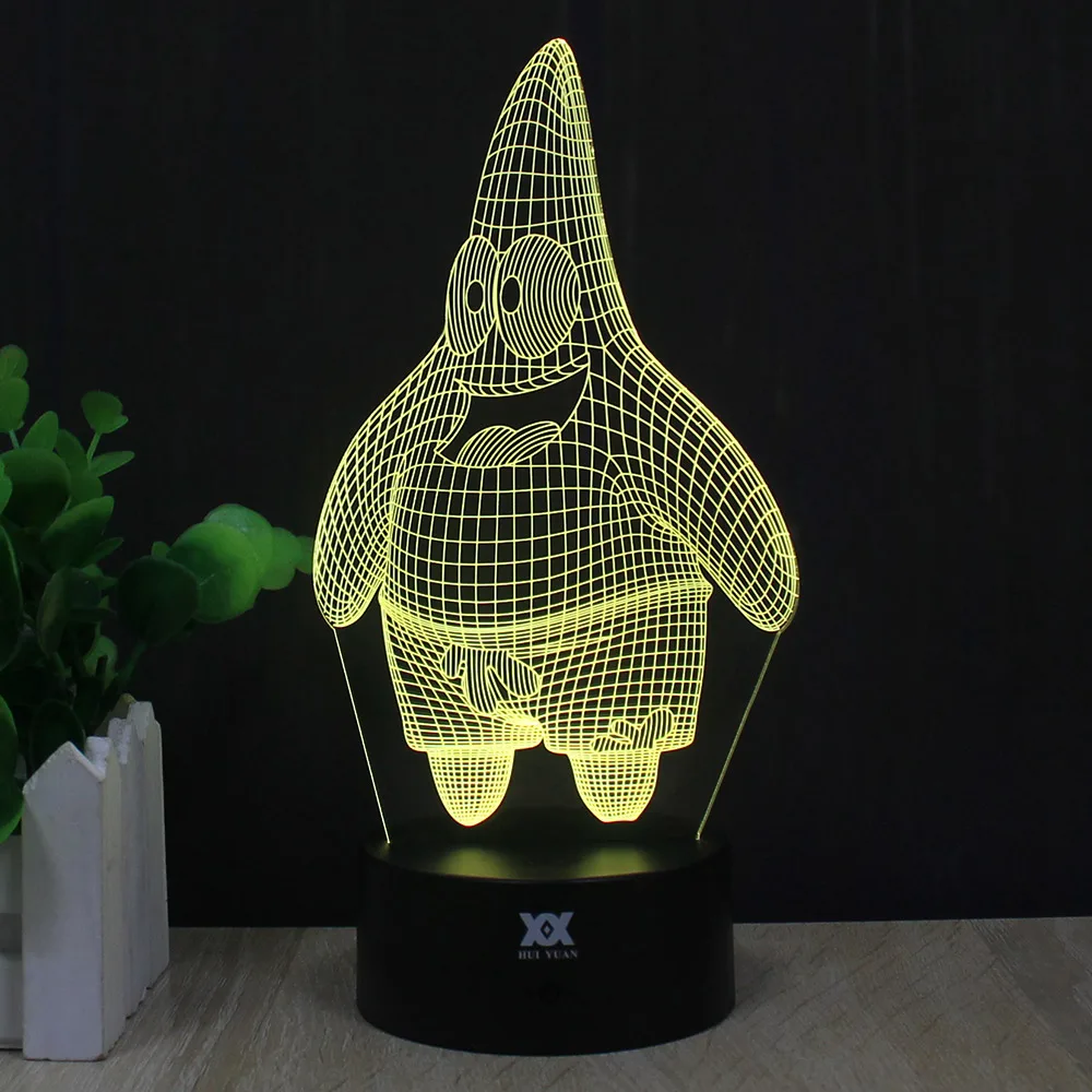Мультфильм Патрик звезда 3D лампа Губка Боб кальмарные щупальца ночник светодиодный стол с домашним декором лампа детский подарок