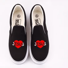 E-LOV I Love Jesus/повседневная обувь на плоской подошве; женские лоферы на плоской подошве в христианском стиле; дизайнерская парусиновая обувь с изображением Иисуса; Zapatos