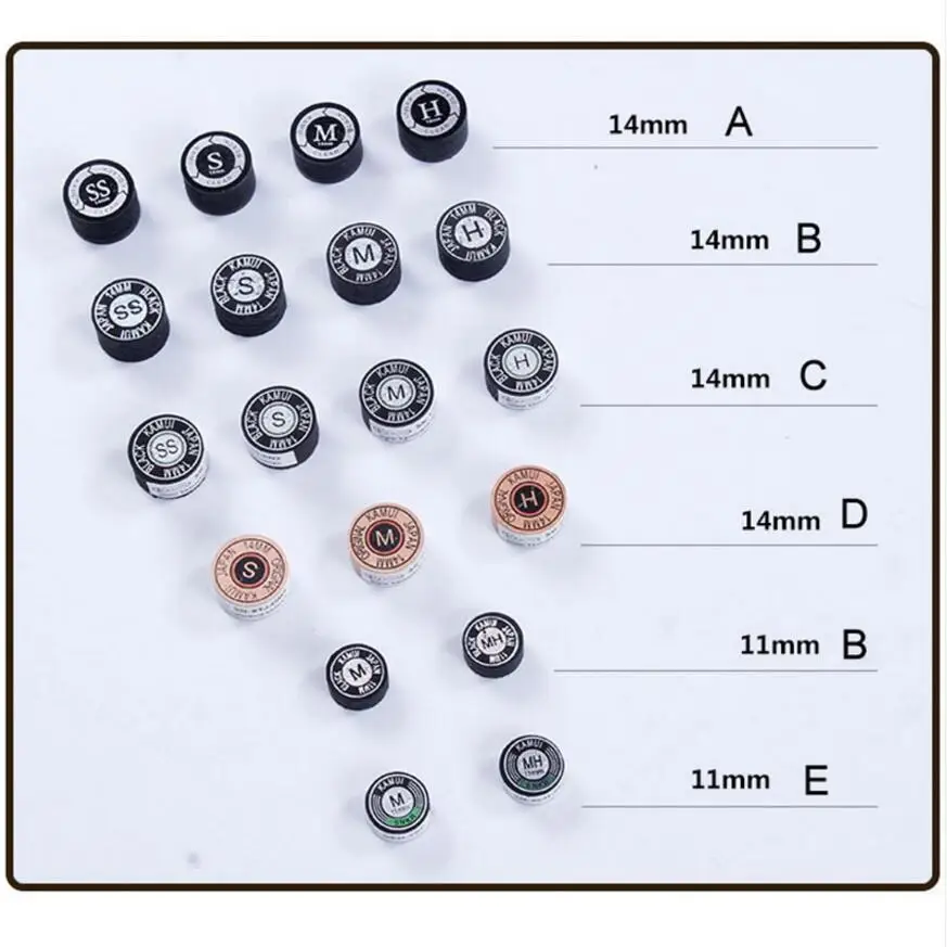 KAMUI наконечники для пула 14 мм черный цвет SS/S/M/H наконечник для снукера 11 мм желтый S/M/H прочные наконечники аксессуары для бильярда Китай