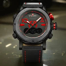 NAVIFORCE Marca de Lujo de Los Hombres de Cuero Deporte Militar Reloj de Hora Dual Analógico Digital Reloj de Pulsera de Cuarzo Hombre Reloj Relogio masculino