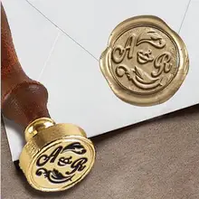 Персонализированные монограмма 2-Начальные Пользовательские Воск печать штамп " die-# 301b Товары для птиц Райская шрифт с fleurs