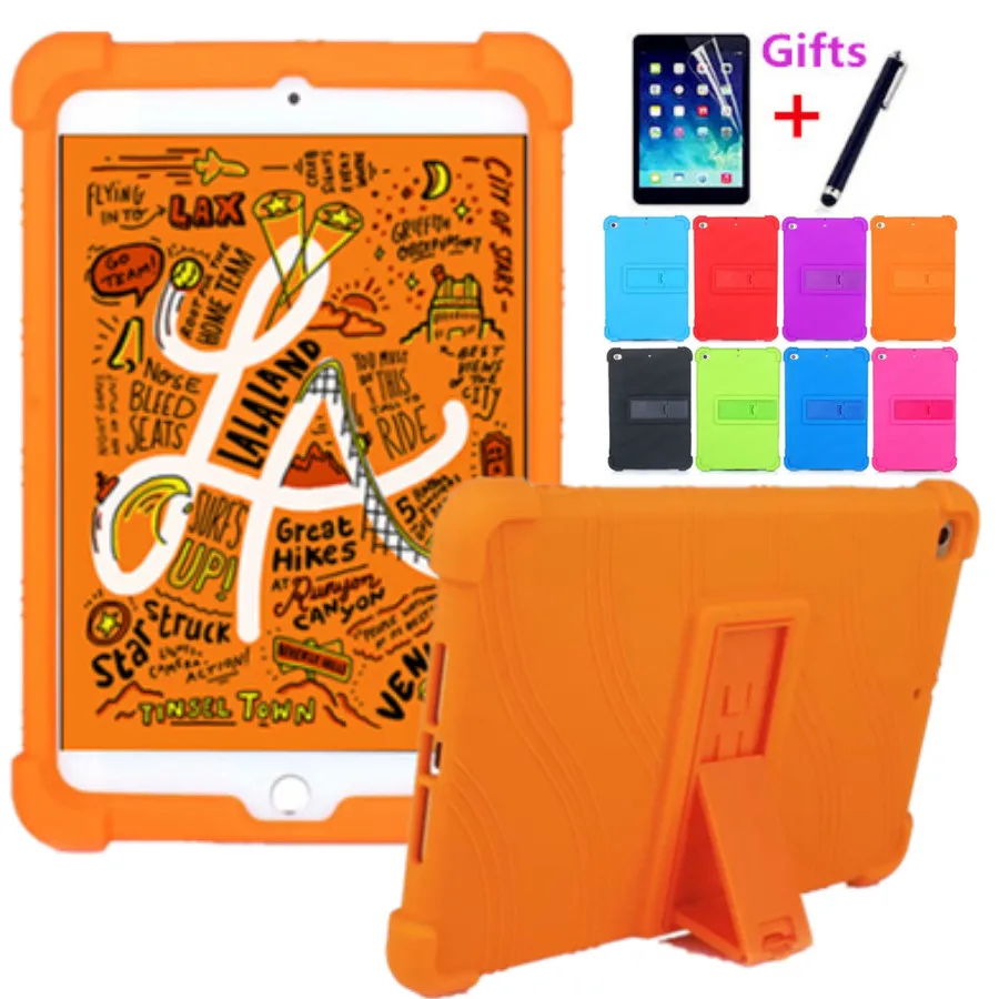 

For iPad Mini 5 2019 Case Colorful Silicon Soft Shockproof with Kickstand Kids Cover For iPad mini5 mini4 7.9" A2133 A2124+gift