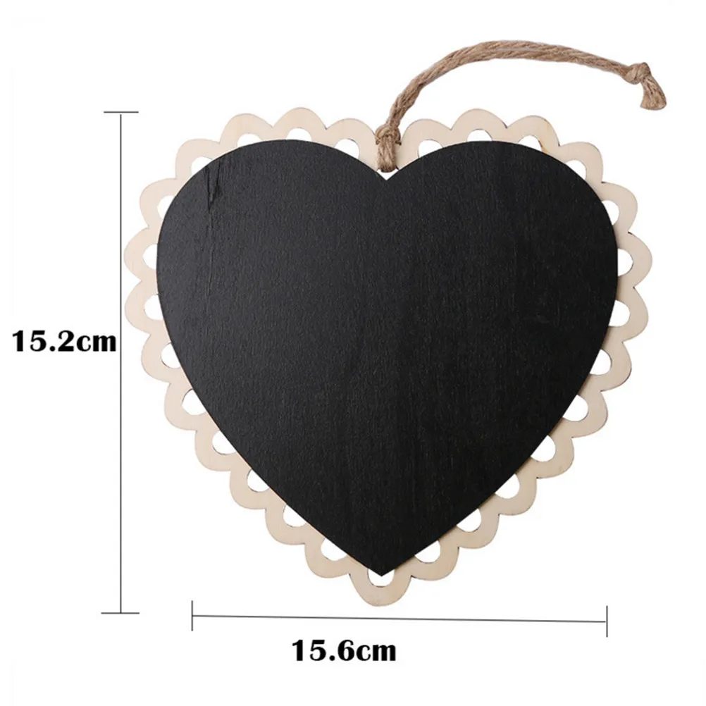 10 шт. компактные Меловые панели в форме сердца доска для сообщений знаки Висячие доски для сообщений для свадьбы