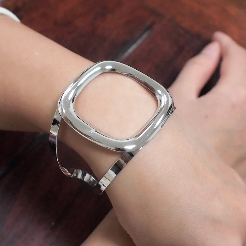 MANILAI сплав выдалбливают контракт стиль браслеты для женщин себе Femme металлический жесткий браслет аксессуары ювелирные изделия