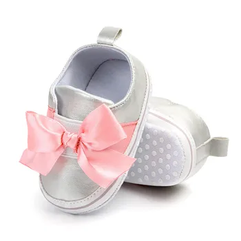 

Toddler Newborn Baby Crib Shoes Pink Bow Princess Baby Soft Sole Anti-Slip Prewalker For Baby Girls Casual First Walk dropship
