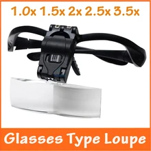 С подсветкой Портативный, Стекло es Стиль чтения Ремонт лупы Лупа медицинский увеличительное Стекло с 2 светодио дный лампы и повязка на голову