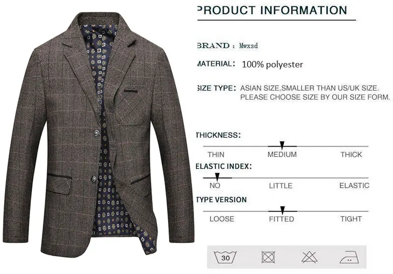 Mwxsd брендовый мужской клетчатый шерстяной пиджак, мужской модный приталенный пиджак, мужской повседневный Блейзер, мужской пиджак, мужской пиджак