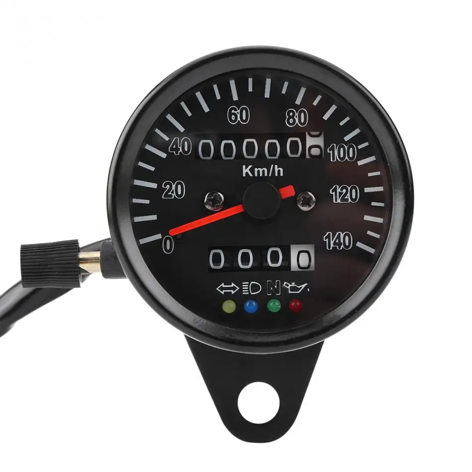 

60mm Black Motorcycle Odometer Speedometer Gauge with indicator Universa Dual LED Backlight Night Readable Motorbike Instrument