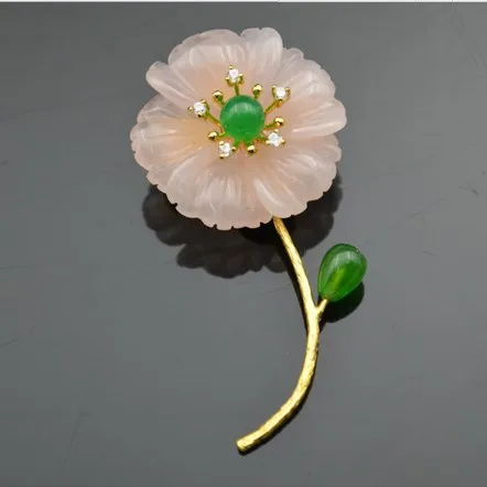 

Natural Pink Crystal Pearl One Flower Brooch Pendant