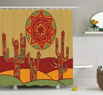 

Cactus Shower Curtain Print Cartoon Like Cactus Design Fabric Bathroom Decor Set