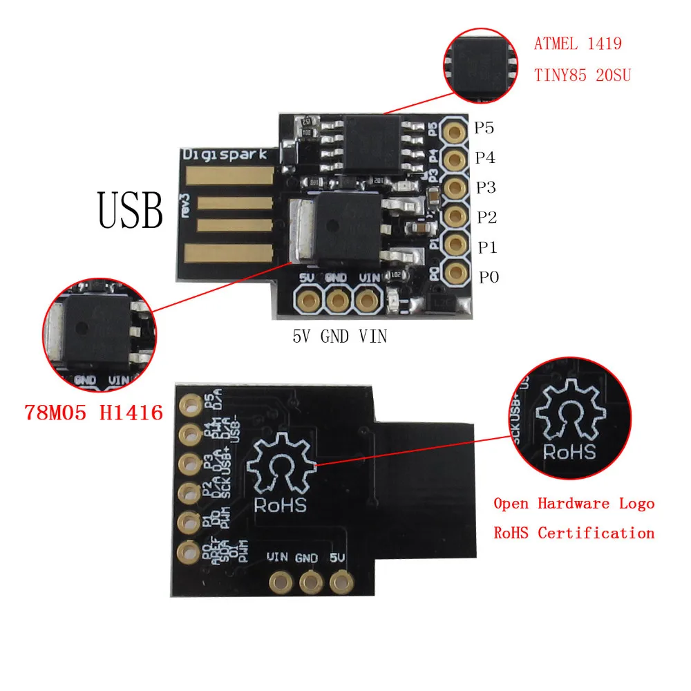 Attiny85 Micro USB Development Board B