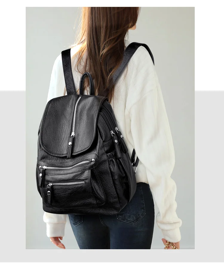 2018 Women Backpack high quality Leather Fashion school Backpacks Female Feminine Casual Large Capacity Vintage Shoulder Bags