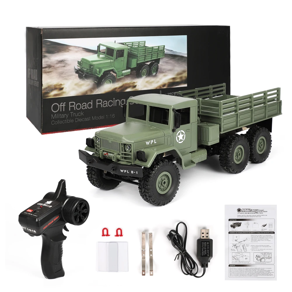 

WPL B-16 1/16 2.4G 6WD Remote Control Crawler Off Road RC Car With Light RTR Ready-to-go With Transmitter DIY Kids Toys Gift