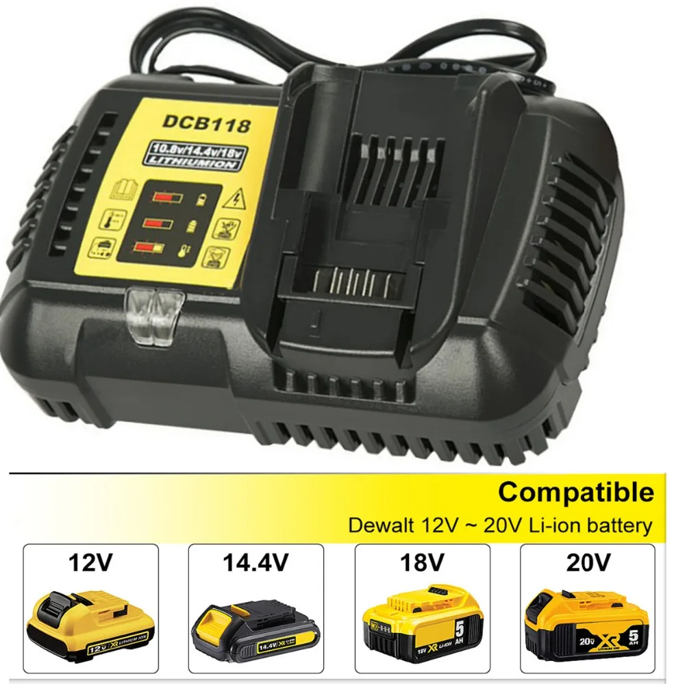 Новейшее быстрое зарядное устройство 4.5A DCB118 DCB101 для Dewalt 12V 14,4 V 20V литий-ионный аккумулятор высокого качества