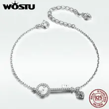 WOSTU, 925 пробы, серебряный ключ от замка «любовь», браслеты для женщин, браслеты для свадьбы, помолвки, роскошные ювелирные изделия, подарок для влюбленных DXB115