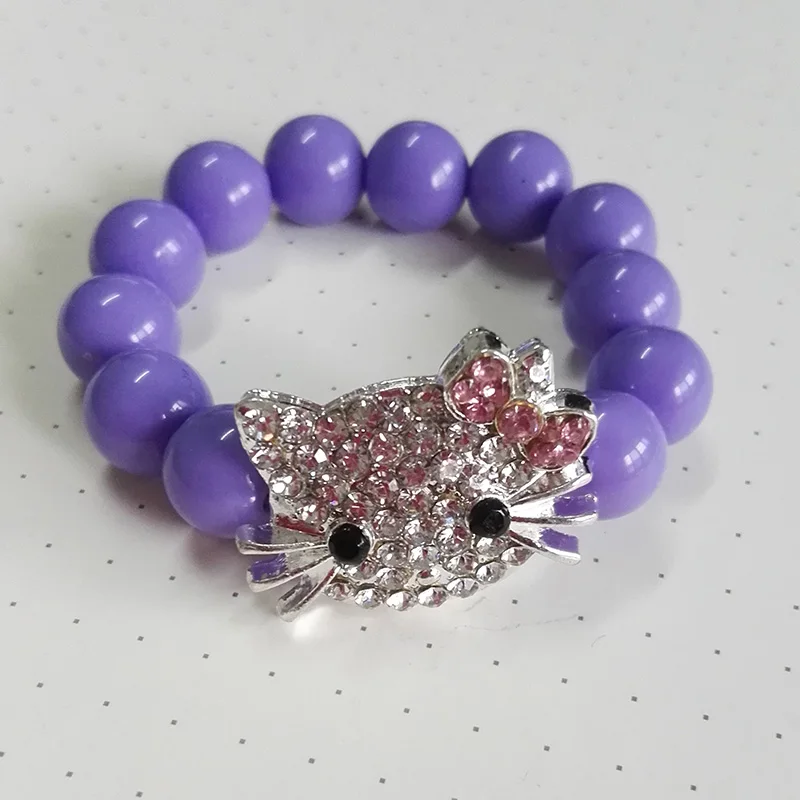 

Acrylic Bead Hello Kitty Bracelete for Kids Pulseiras Mujer Handmade Stretch Bracelets for Children