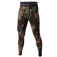 2017 Men s Sport Running Pants Camo Print Slim Compression Leggings Base Layer Long Trousers