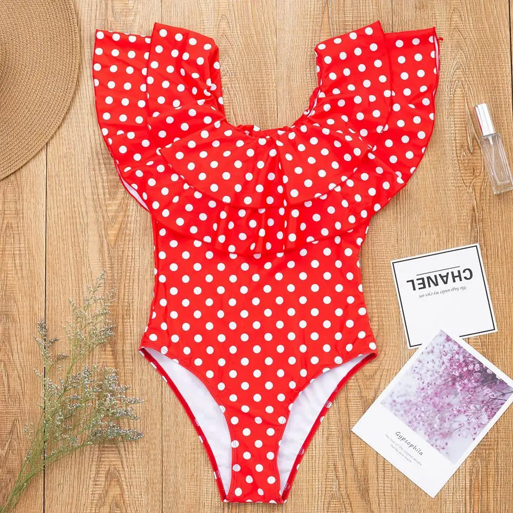 Loozykit красный гофрированный купальный костюм купальник для мамы и бикини Летний Пляжный костюм Семейные комплекты