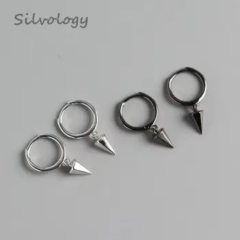 

Silvology 925 Sterling Silver Circle Cone Earrigns Drop Earrings Simple Creative Texture Drop Earrings For Women Summer Jewelry
