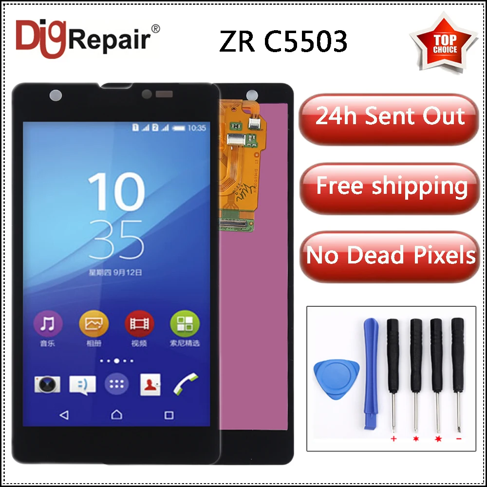 

Black For Sony Xperia ZR Display M36h C5503 C5502 LCD Display Digitizer Touch Screen Assembly Repair For Sony ZR LCD Replacement
