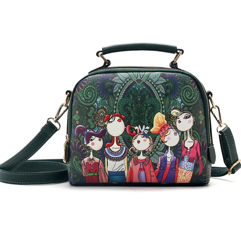 

Bags for Women 2019 Luxury Brand High Quality PU Leather Ladies Ladies Green Cartoon Handbag Shoulder Bag Female Handbag