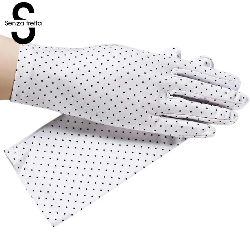 

Elastic Spandex Etiquette Gloves Women Summer Autumn Driving Gloves Female Sunscreen Full Finger Short Mittens Gloves PSF7078