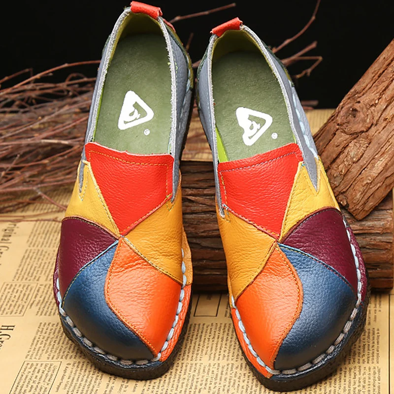 

genuine leather flat shoes woman big size 9-10 2019 new loafer shoes cow leather ladies shoes solid shallow women's shoe