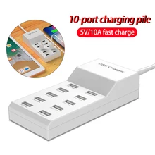 USB Smart Charger 10 Ports USB Hub Fast Charging Station Power Adapter Universal for Phone iPhone 8 Plus X iPad Samsung Huawei 40 ports usb charger 300w 5v 60a smart charging station built in cooling fan fast charging for tablets laptop phone pad camera