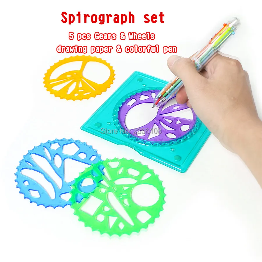 

Spirograph Drawing toys set 5pcs accessories with colorful pen,Geometric Ruler Drafting Tools for children learning painting toy