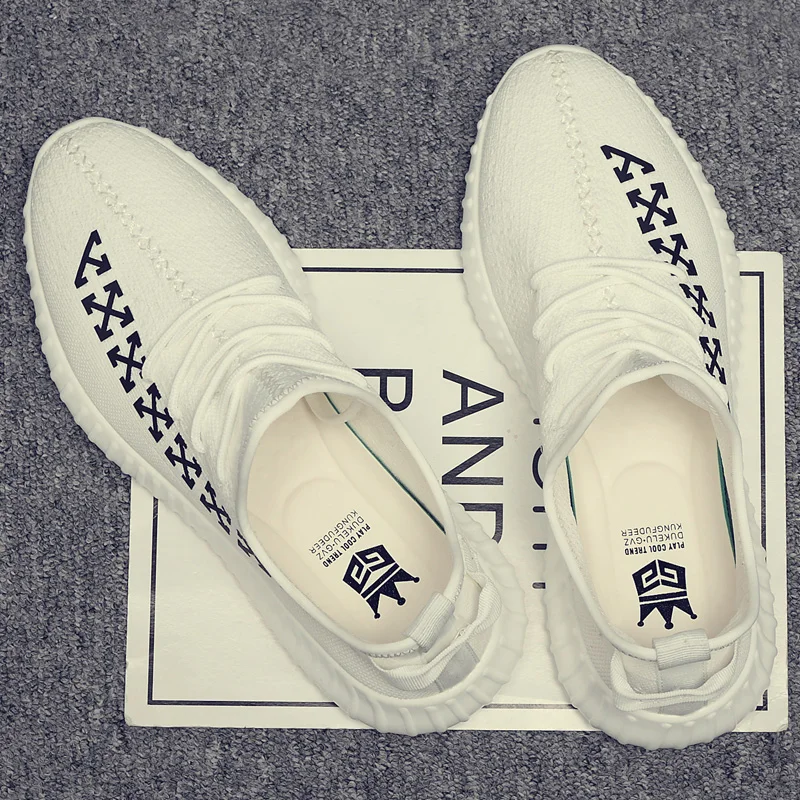 

2019 summer men's shoes fly weave new Korean breathable casual fashion jock running non-leather shoes