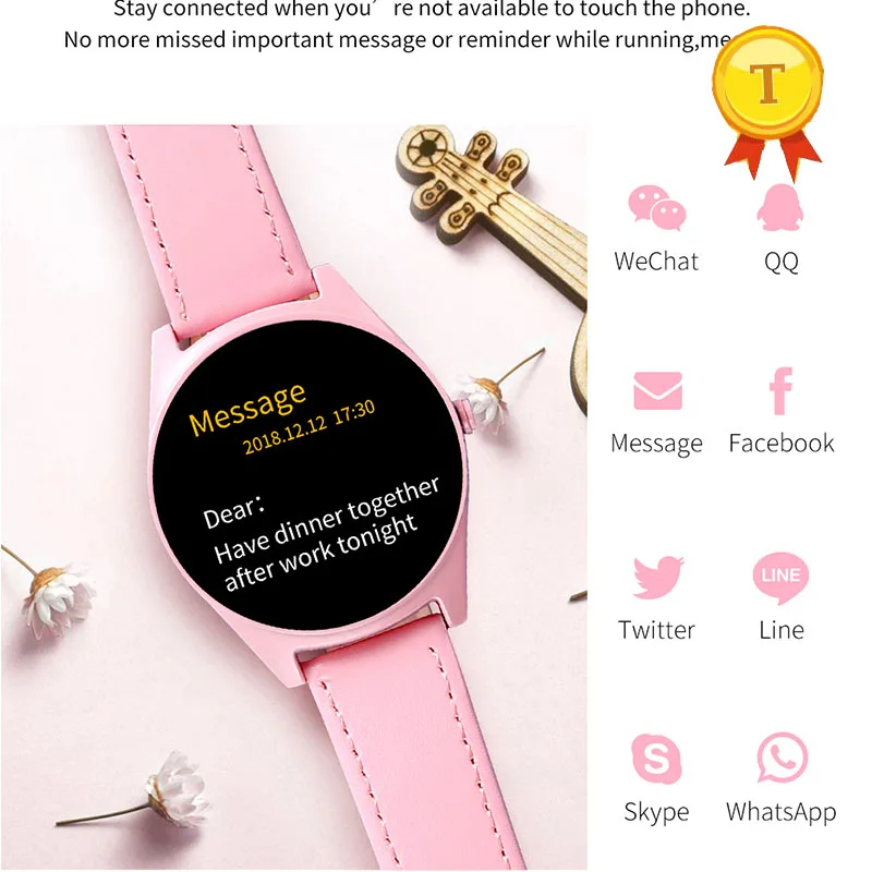 

ip67 waterproof smart watch women heart rate calories monitor sport smartwatch support whatsapp line facebook Information push