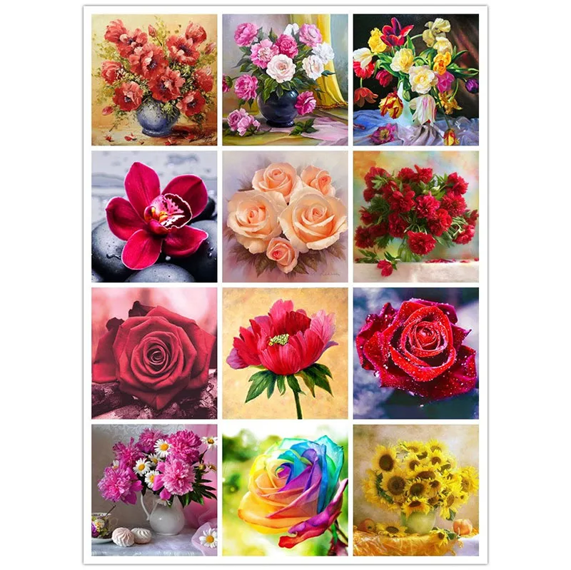 

5D Round Drill Modern Home Decoration Diy Diamond Painting Flower Arrangements Needlework Full Diamond Embroidery Painting KBL