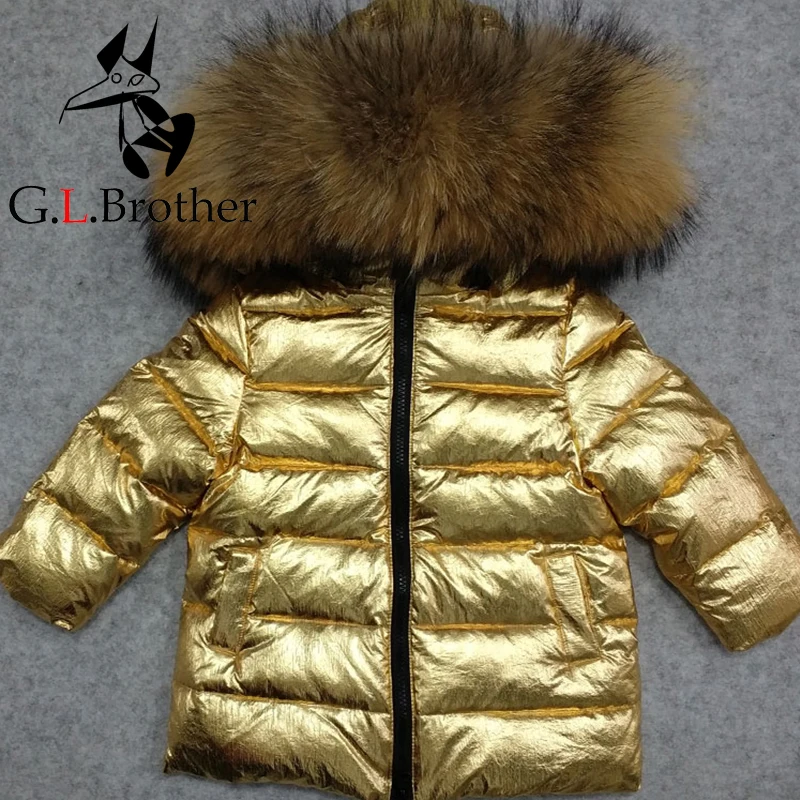 

-30 Degree Kids Outwear Coat Natural Raccoon Fur Boy Down Jacket White Duck Down Girls Winter Coat Hooded Children Snowsuit Z145