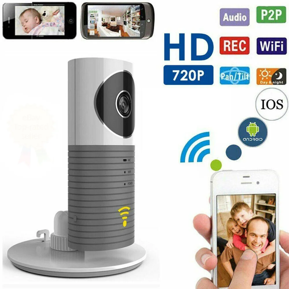 

720P Mini Wireless Wifi Baby Monitor , IP Camera Infant Baby Clever Dog Video Security Two-way Audio Night Vision Grey