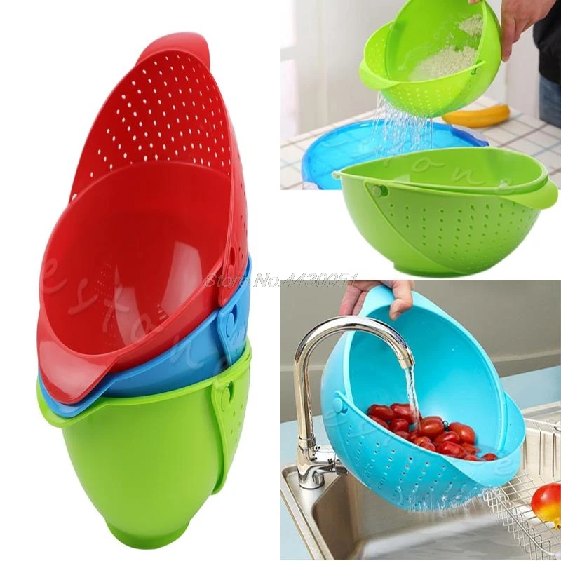 

1Pc 2 in 1 Wash Rice Sieve Vegetable Basin Fruit Bowl Fruit Basket Kitchen New