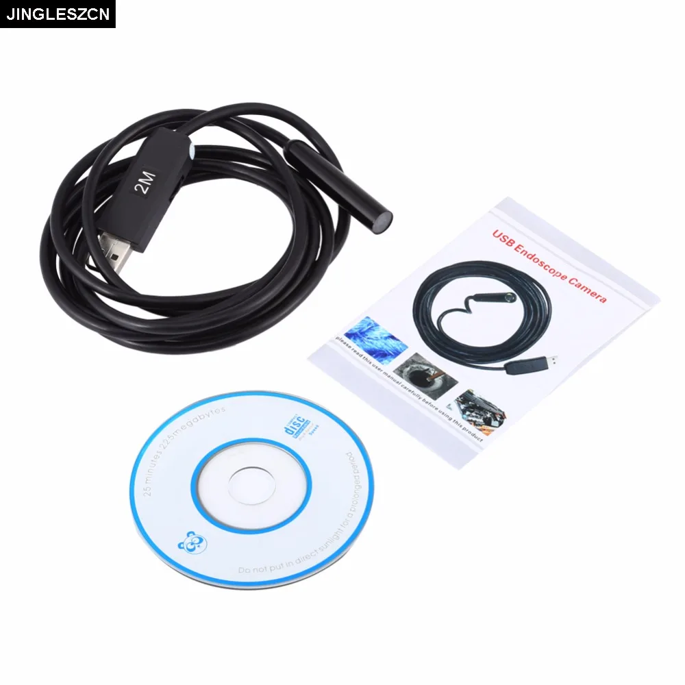 

JINGLESZCN USB Endoscope Lens 10MM Mini Camera 2M Waterproof IP67 Borescope Inspection Endoscopio Snake Video Cam Night Vision