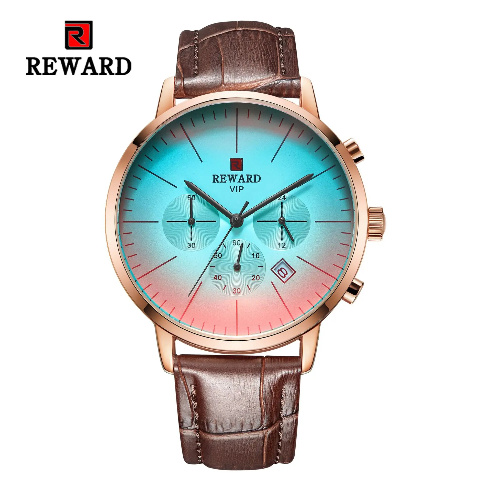 

REWARD Military Sport Fashion Men Watch Top Quality Luxury Quartz Watches Clock Leather Band Watch JD-RD83001M