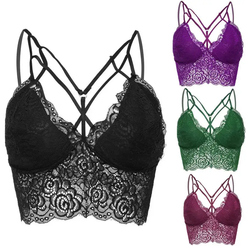 

Sexy Lingerie Bra Bralette Women's Plus Size Vest Crop Bra Lingerie Lace Temptation Underwear Sujetador de las senoras 661BR10