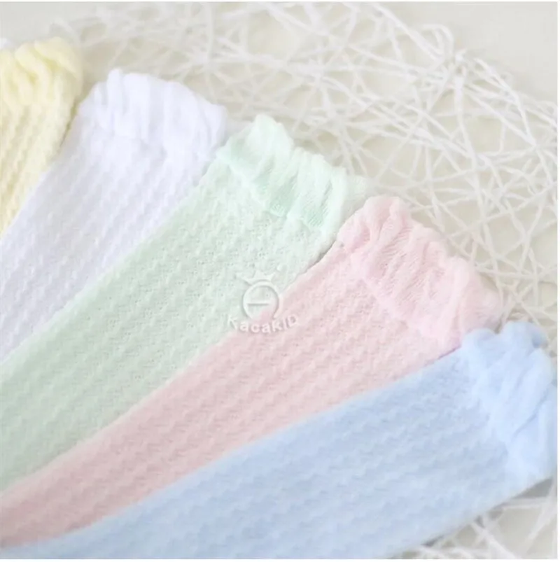 Дышащие носки для новорожденных девочек хлопковые летние гольфы для малышей, сетчатые носки для детей 0-3 лет