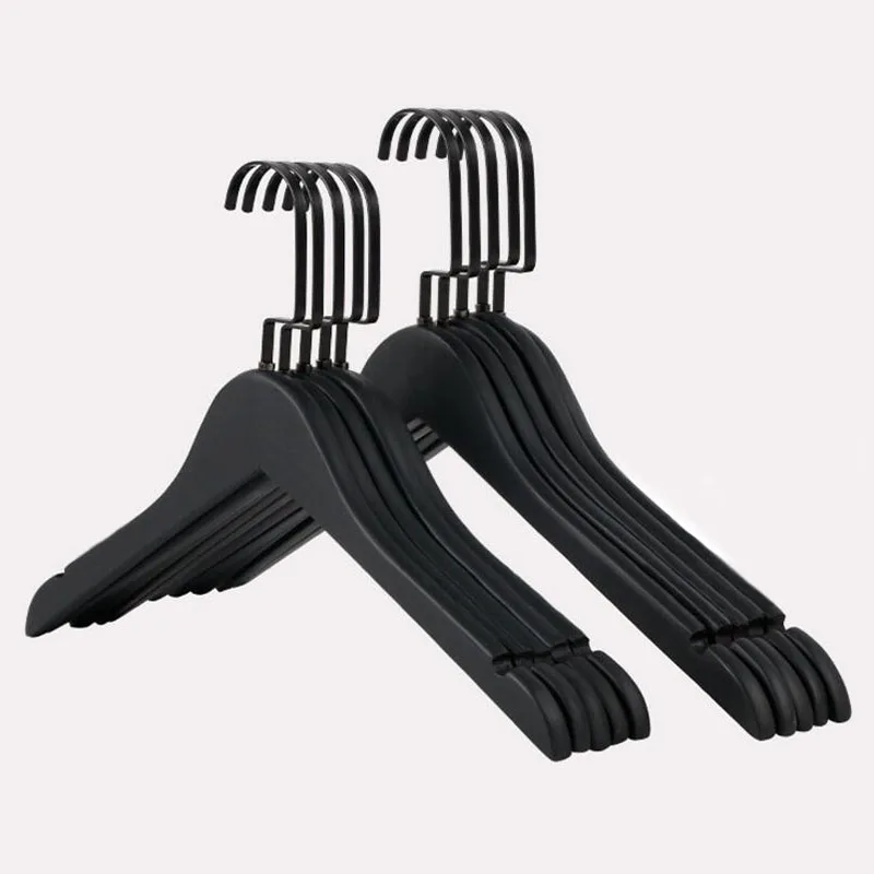 High Quality Black Wood Clothes Hanger for Suit Coat Shirt, Black Wooden Pants Skirt Hanger with Clips (12 Pcs/ Lot )