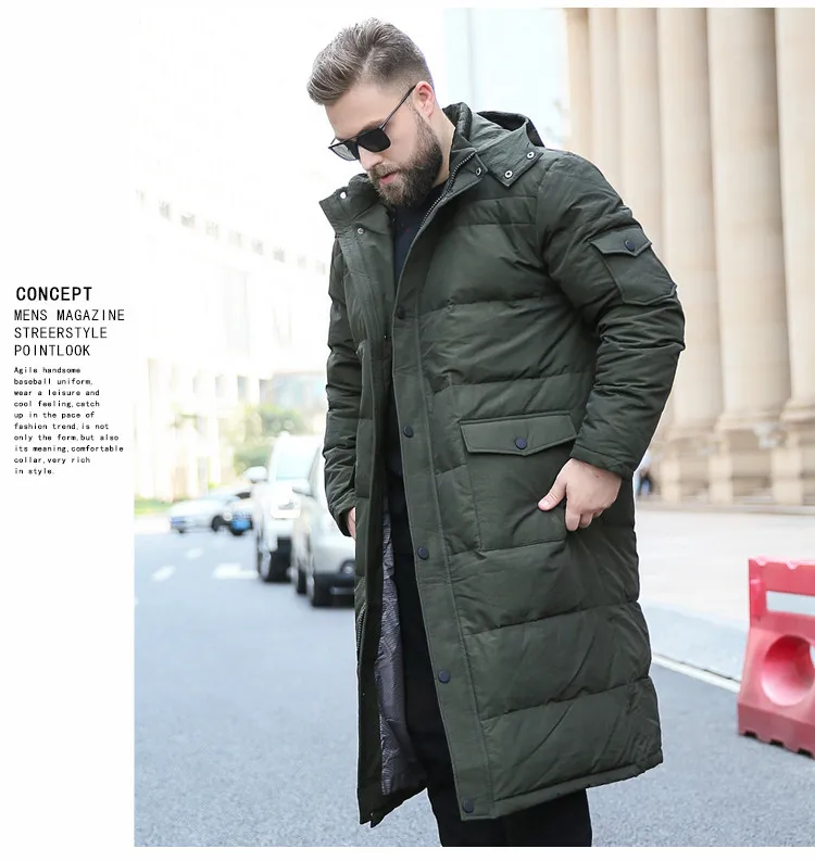Мужское зимнее модное пуховое пальто, мужские теплые парки, ультра длинная куртка макси с капюшоном, большие размеры 5xl 6xl 7xl 8xl 9xl 10xl