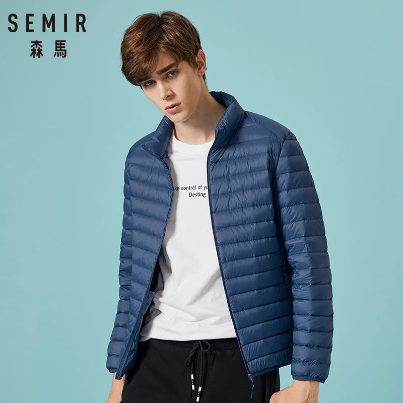 SEMIR 2018 Down Jacket Men Winter Portability Warm 90% White Duck Down Hooded Natural Fur Collar Man Down Coat Waterproof Men