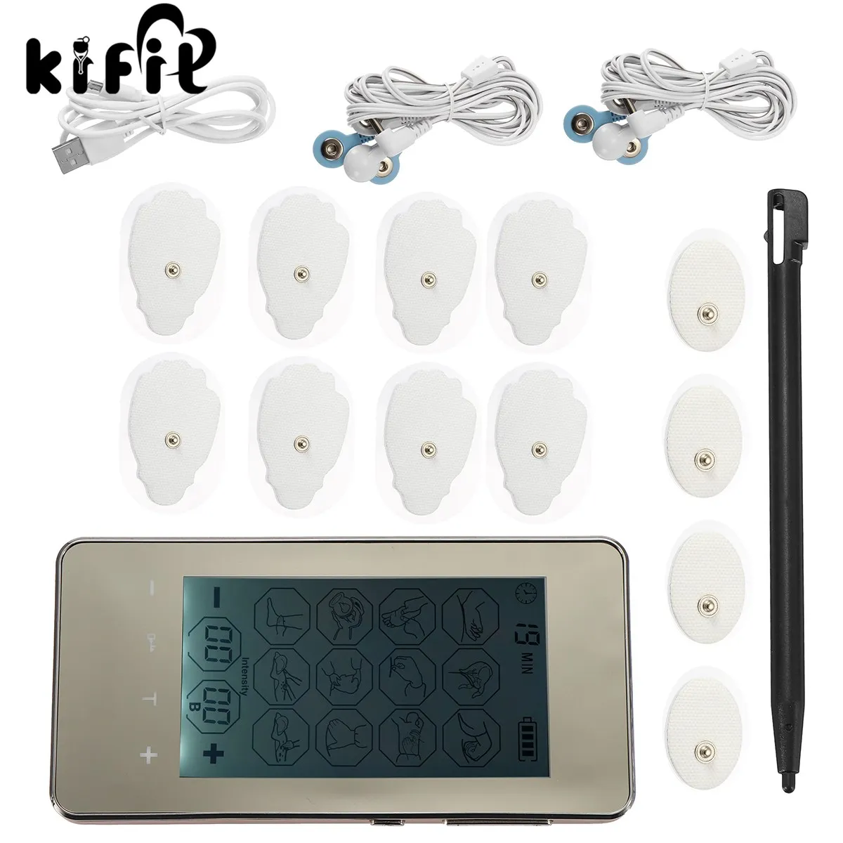 KIFIT Modern 12 Modes Electronic Muscle Stimulator Ems Acupuncture Therapy Machine Rechargeable Pain Comfortable Massager