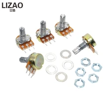 WAVGAT 10PCS WH148 Potenciômetro Linear B1K B2K B5K B10K B20K B50K B100K B250K B500K B1M 3pin WH148 15 milímetros Eixo Com Porcas e Arruelas