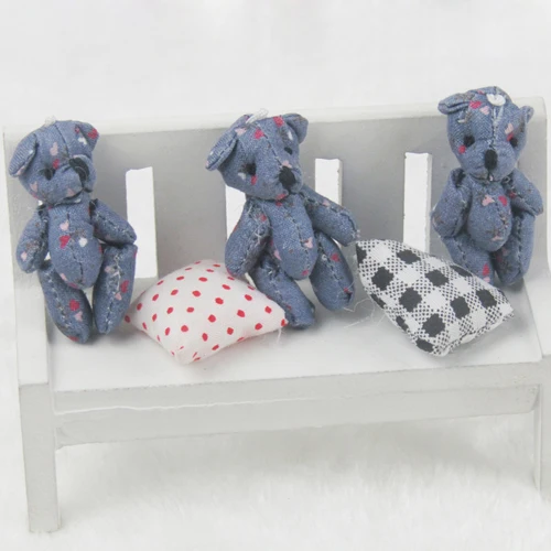 100PCS/LOTMini Teddy Bear Stuffed Plush Toys Small Bear Stuffed Toy 4.5 cm Blue BearsPendant Kids Toys Birthday Gifts GMR041