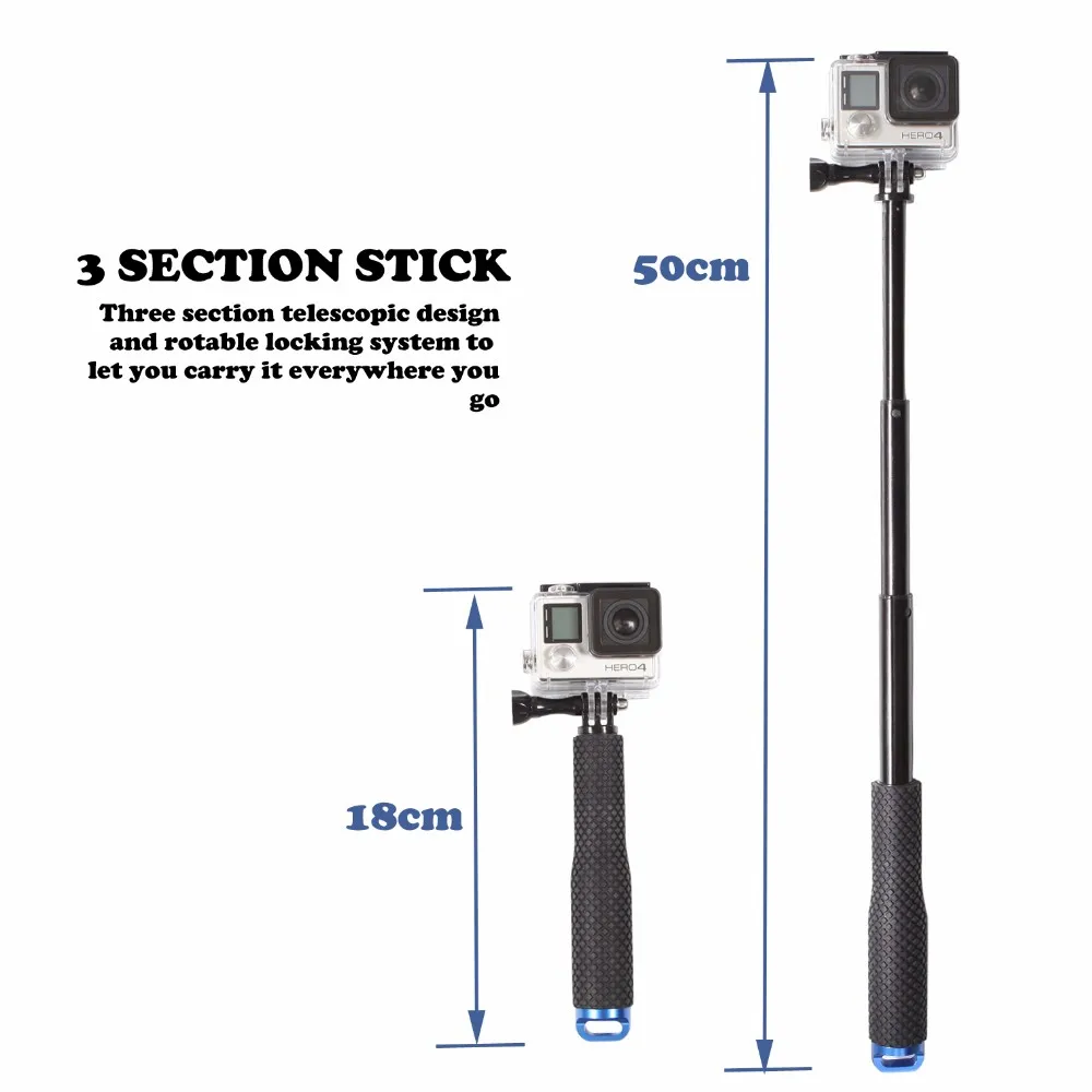 

Portable Selfie Stick Extend Monopod for GoPro Hero 7 6 5 Black Session Xiaomi Yi 4K Sjcam Sj4000 Eken H9 Camera Accessory